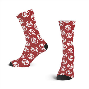 Womens Red OneMonroe Symbol Pattern Socks