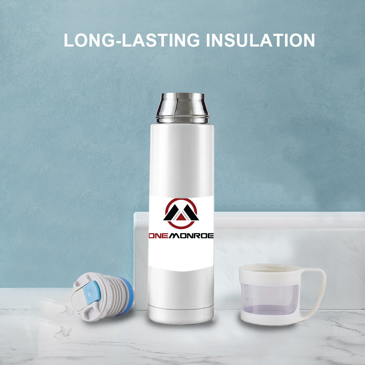 White Full Color Logo Water Bottle