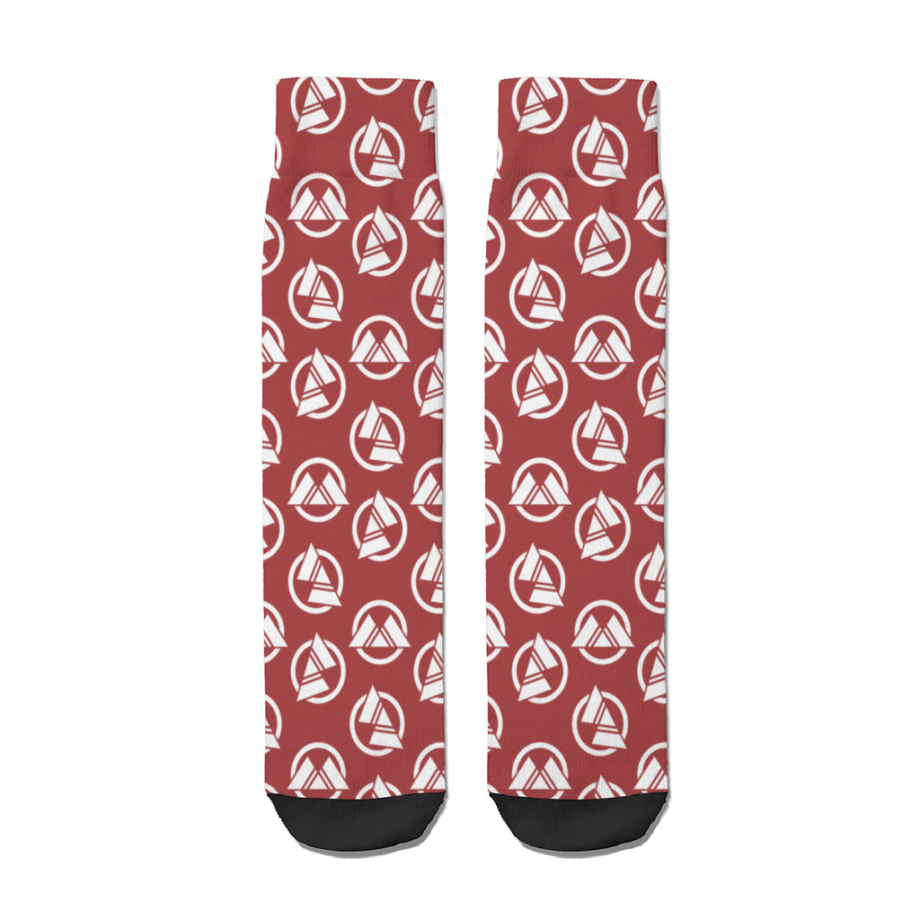 Womens Red OneMonroe Symbol Pattern Socks