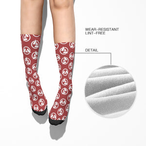 Womens Red OneMonroe Symbol Pattern Socks