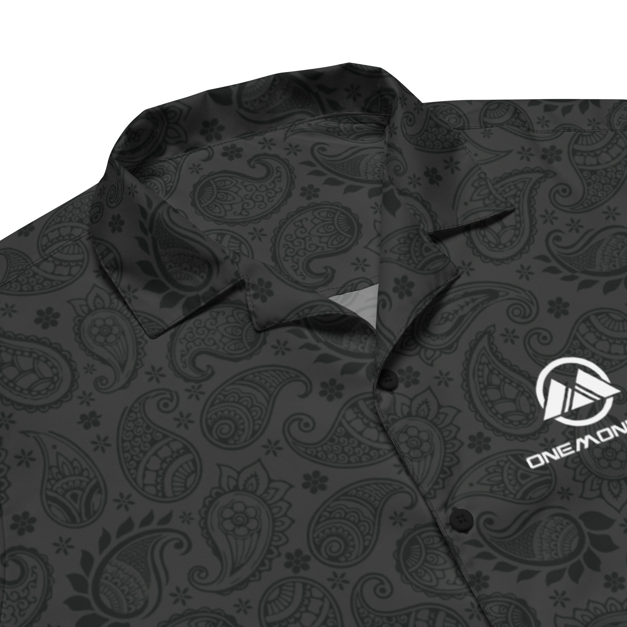 Unisex button shirt- Paisley Black