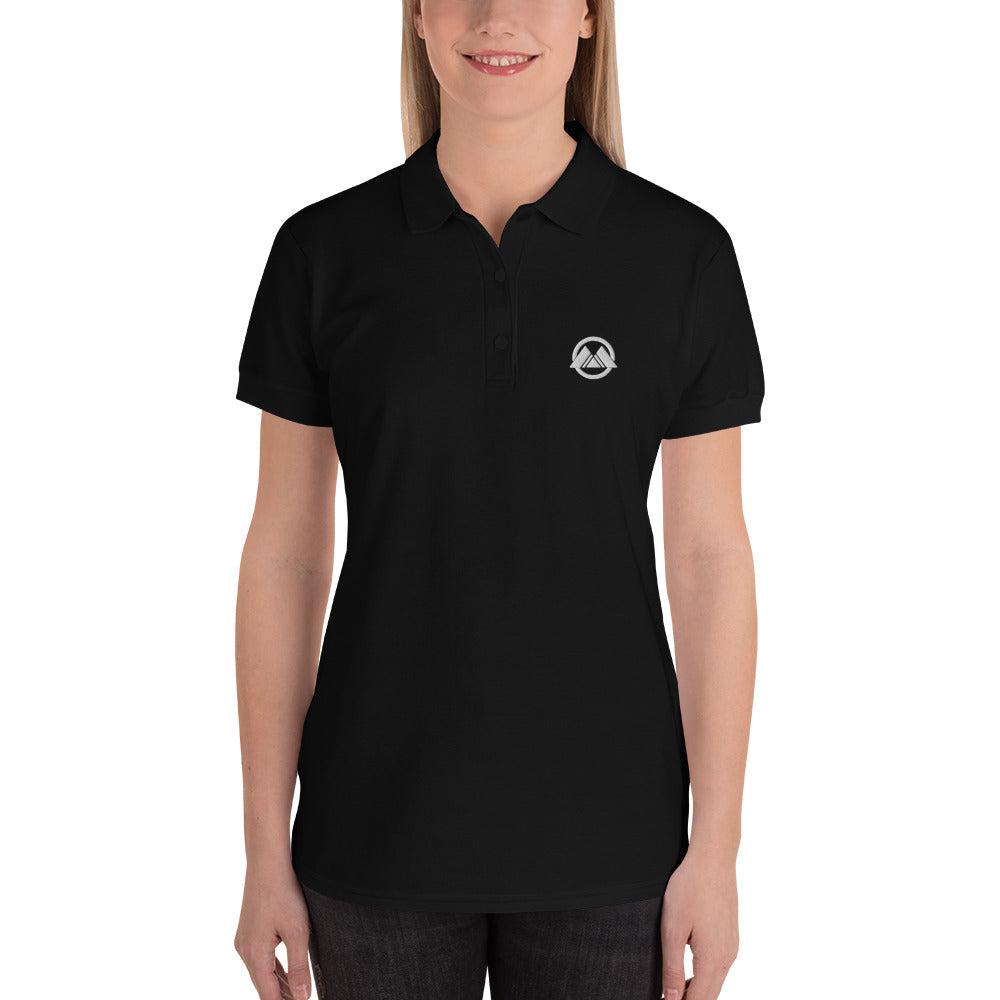 One Monroe Embroidered Women's Polo Shirt (White Logo)