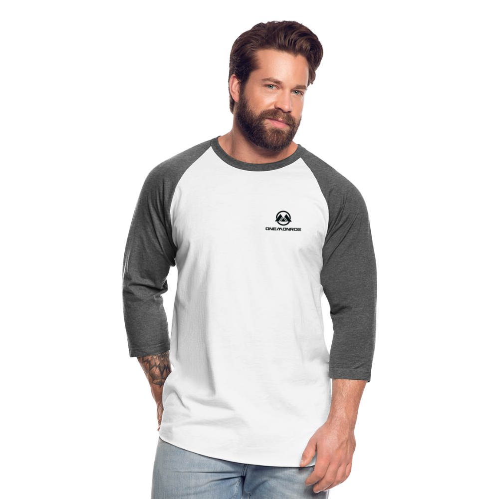 Unisex Baseball T-Shirt - Black Logo - white/charcoal