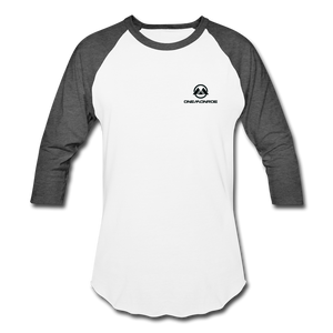 Unisex Baseball T-Shirt - Black Logo - white/charcoal
