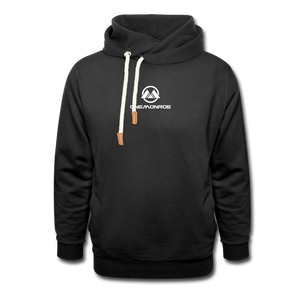 Shawl Collar Hoodie - White Logo - black