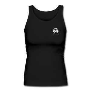 Women's Longer Length Fitted Tank - White One Monroe Logo - black