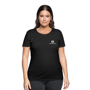 Women’s Curvy T-Shirt - White One Monroe Logo - black