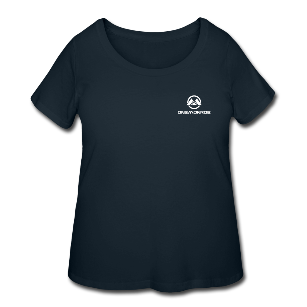 Women’s Curvy T-Shirt - White One Monroe Logo - navy