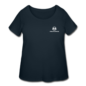 Women’s Curvy T-Shirt - White One Monroe Logo - navy