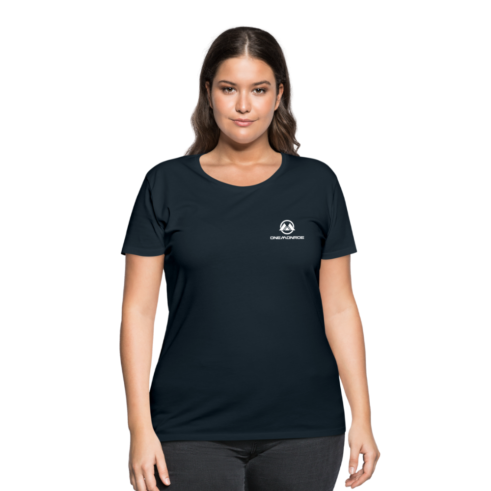 Women’s Curvy T-Shirt - White One Monroe Logo - navy