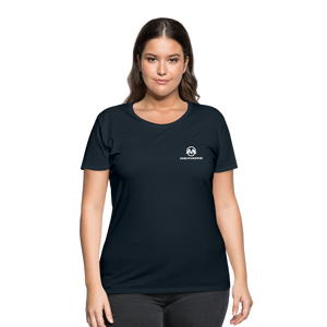 Women’s Curvy T-Shirt - White One Monroe Logo - navy