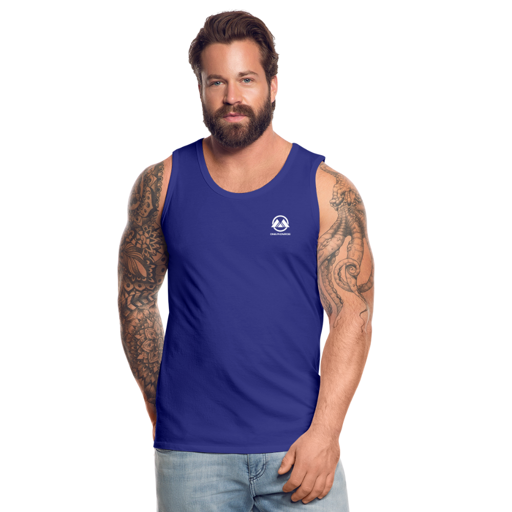 Men’s Premium Tank - white logo - royal blue