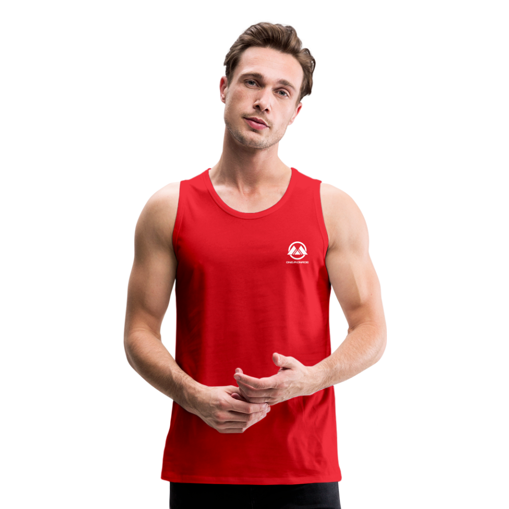 Men’s Premium Tank - white logo - red