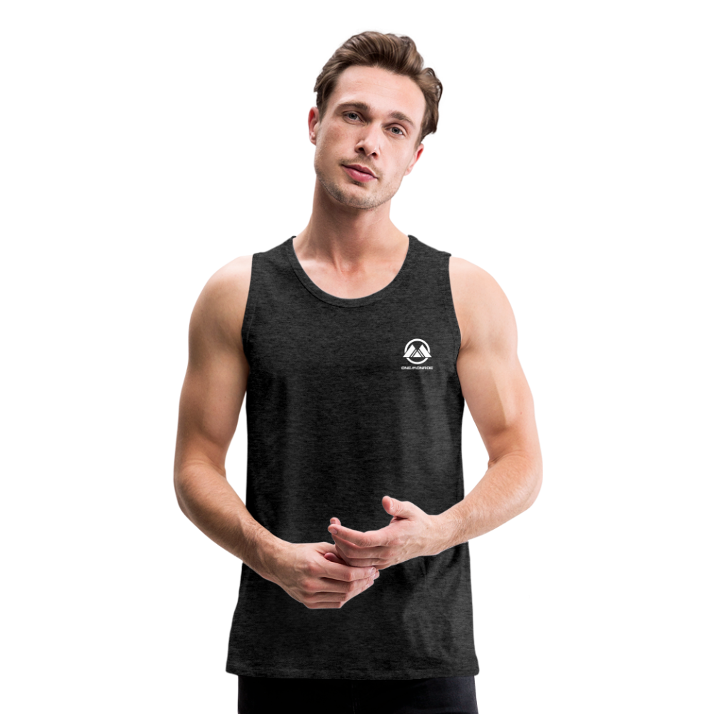 Men’s Premium Tank - white logo - charcoal gray