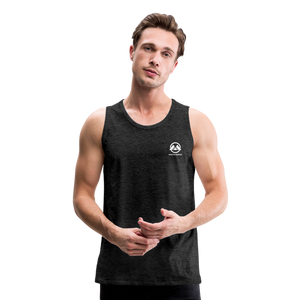 Men’s Premium Tank - white logo - charcoal gray