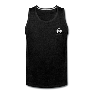 Men’s Premium Tank - white logo - charcoal gray