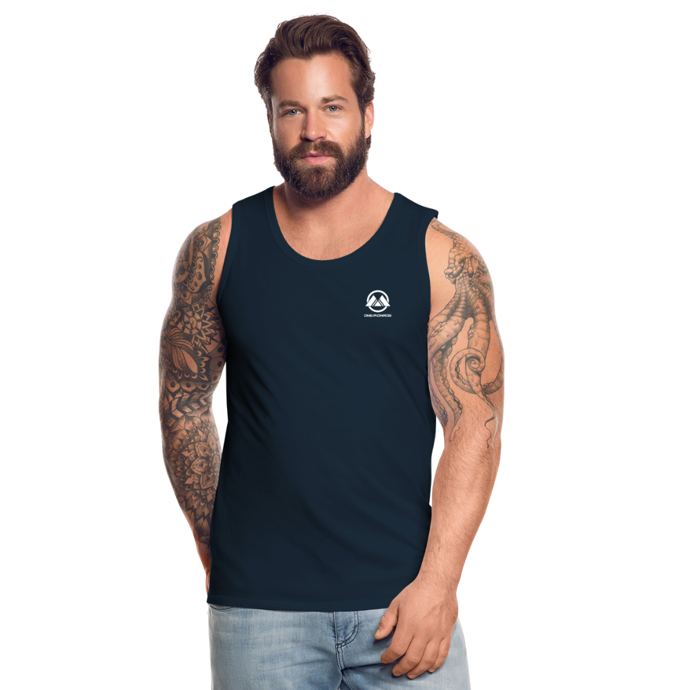 Men’s Premium Tank - white logo - deep navy