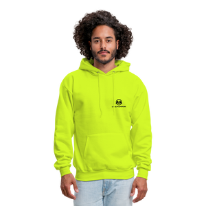 Men's Hoodie - Black Logo - safety green