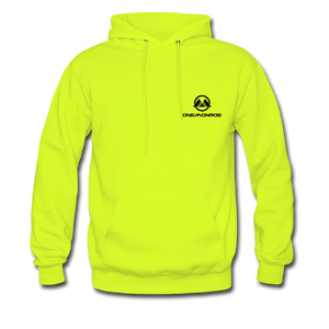 Men's Hoodie - Black Logo - safety green