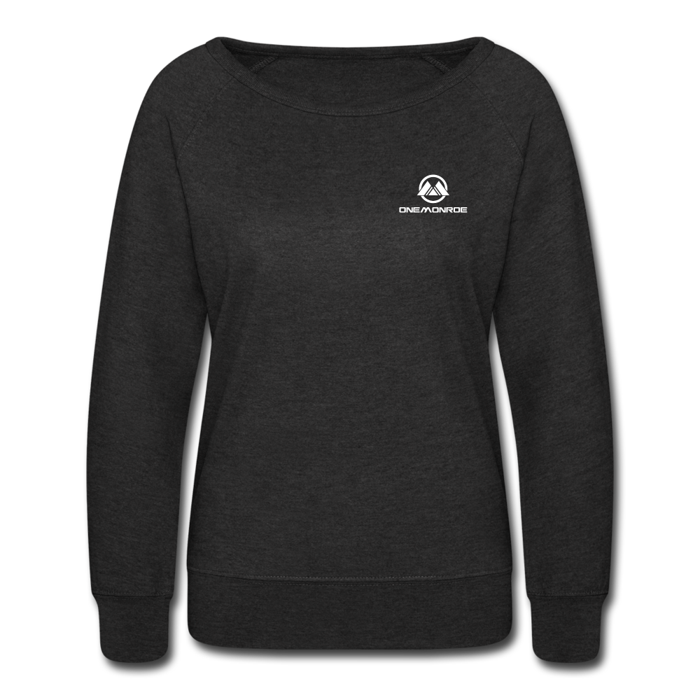 Women’s Crewneck Sweatshirt - One Monroe White Logo - heather black