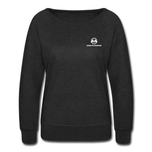 Women’s Crewneck Sweatshirt - One Monroe White Logo - heather black