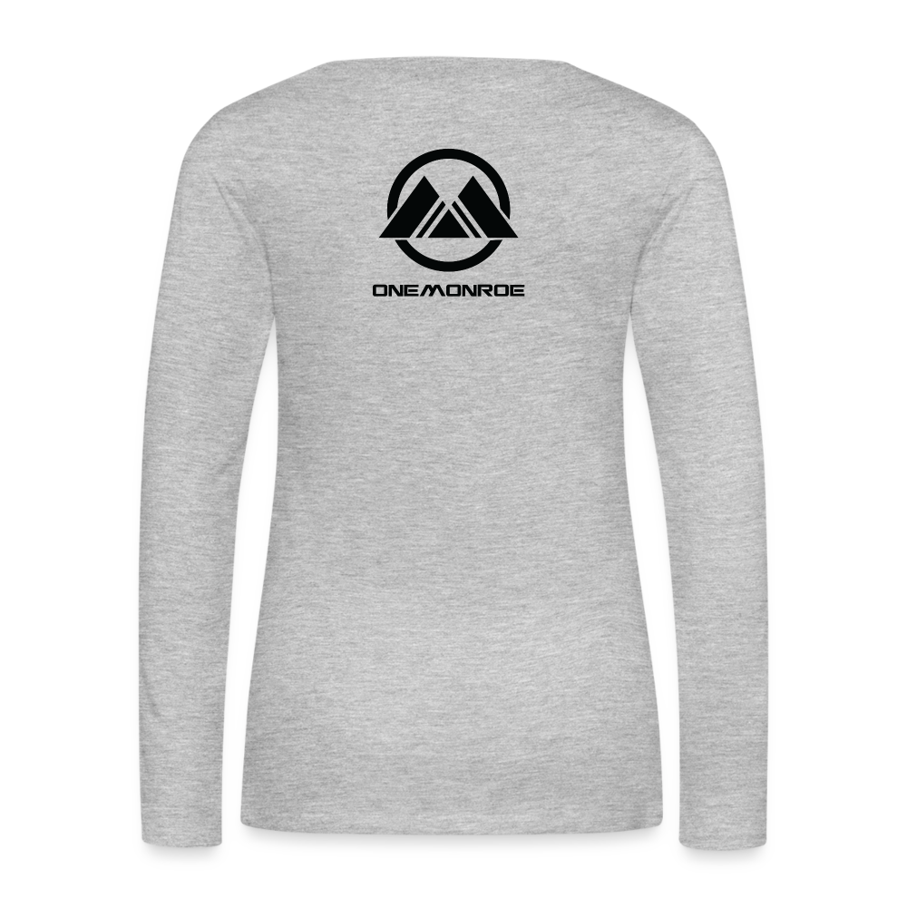 Monroe Women's Premium Long Sleeve T-Shirt (Black Logo) - heather gray