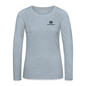 Monroe Women's Premium Long Sleeve T-Shirt (Black Logo) - heather ice blue