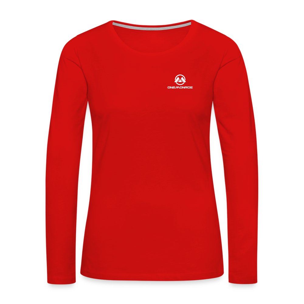 Monroe Women's Premium Long Sleeve T-Shirt (White Logo) - red