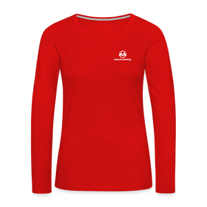 Monroe Women's Premium Long Sleeve T-Shirt (White Logo) - red