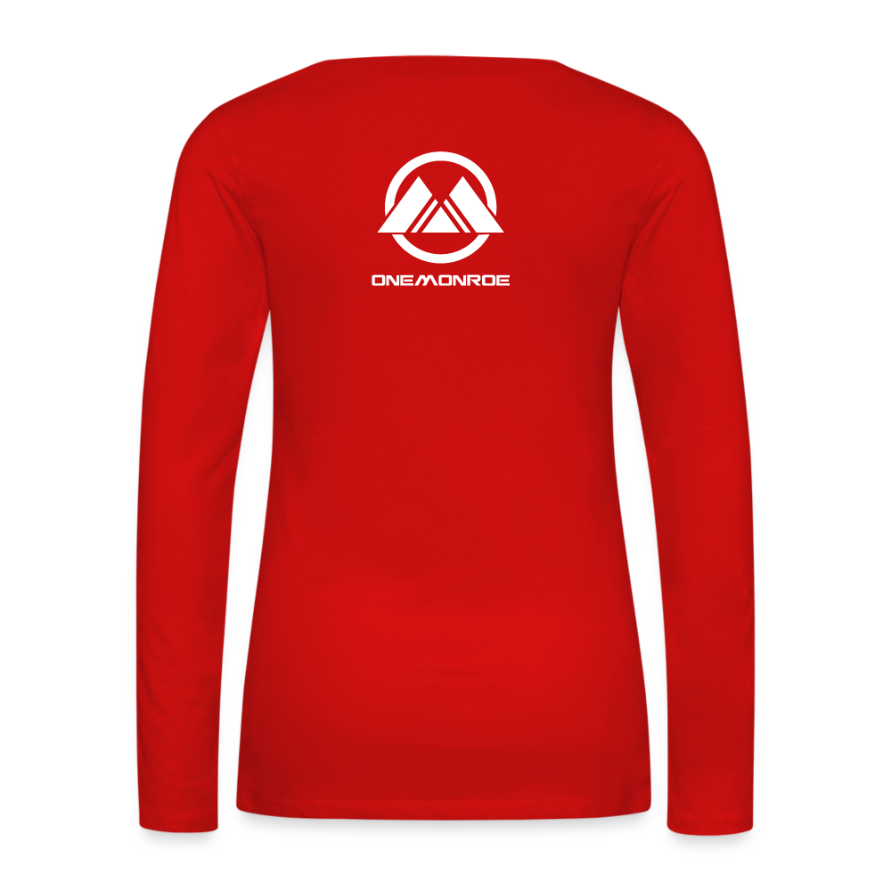 Monroe Women's Premium Long Sleeve T-Shirt (White Logo) - red