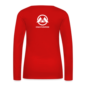 Monroe Women's Premium Long Sleeve T-Shirt (White Logo) - red
