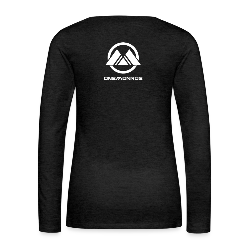 Monroe Women's Premium Long Sleeve T-Shirt (White Logo) - charcoal grey