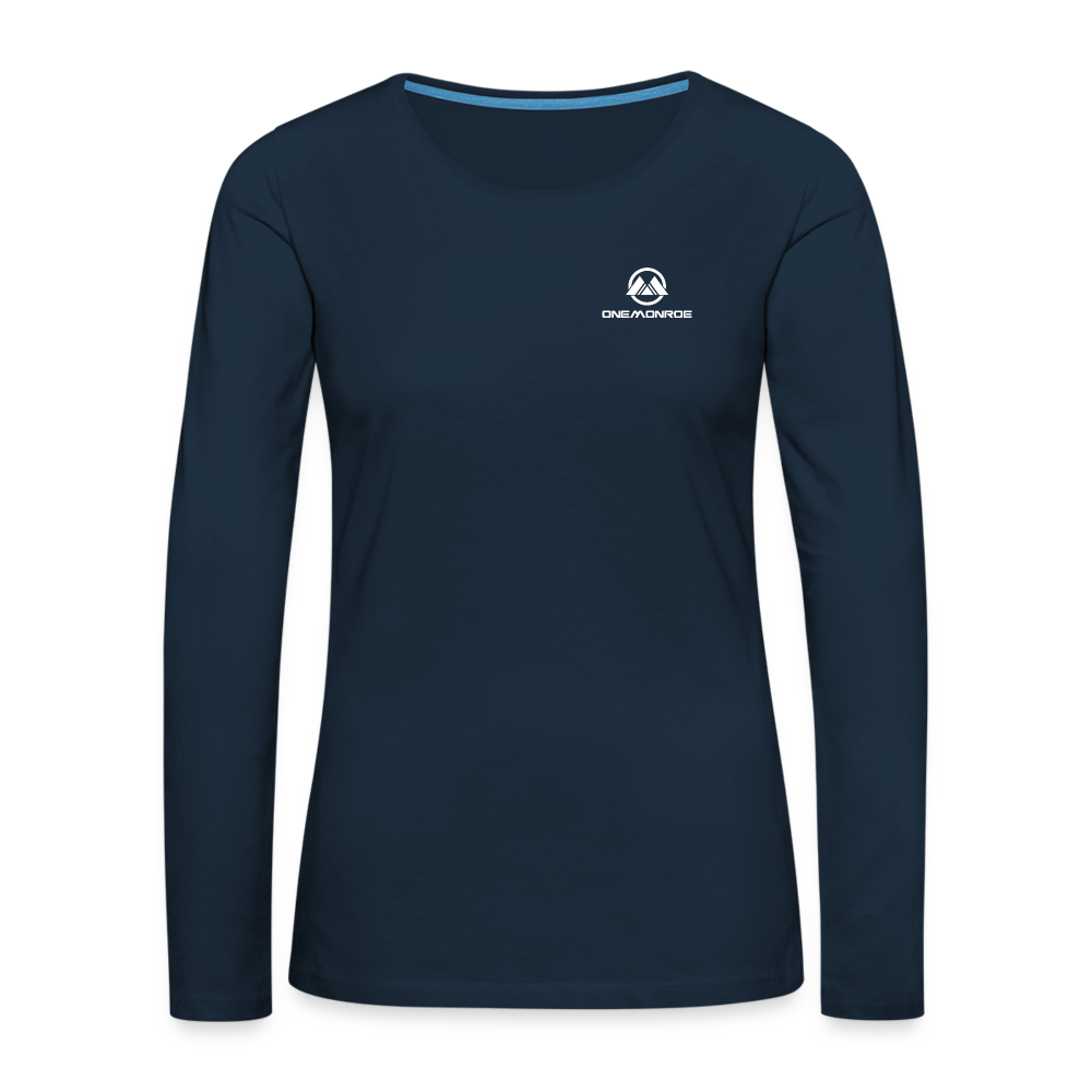 Monroe Women's Premium Long Sleeve T-Shirt (White Logo) - deep navy