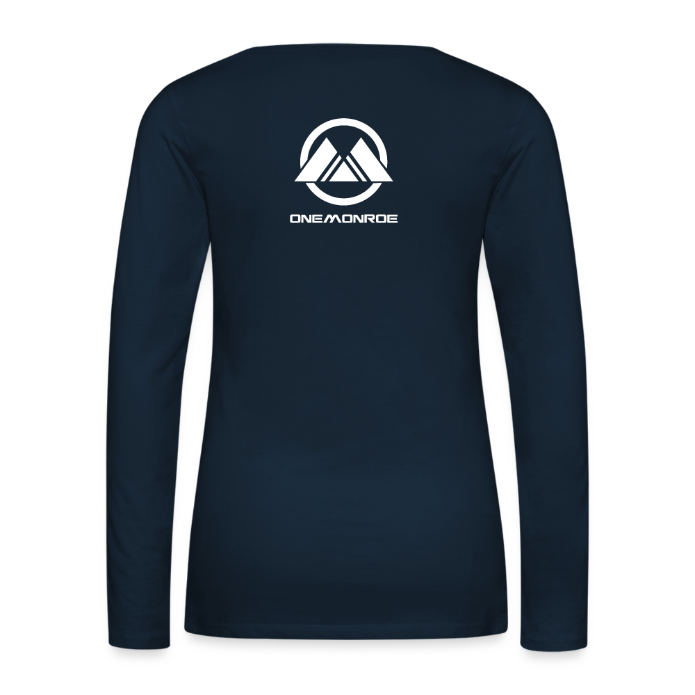 Monroe Women's Premium Long Sleeve T-Shirt (White Logo) - deep navy