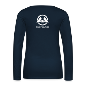 Monroe Women's Premium Long Sleeve T-Shirt (White Logo) - deep navy