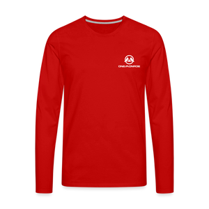 Men's Premium Long Sleeve T-Shirt - White One Monroe Logo----- Click to see more colors - red