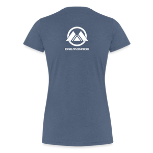 Monroe Women’s Premium T-Shirt (White Logo) - heather blue